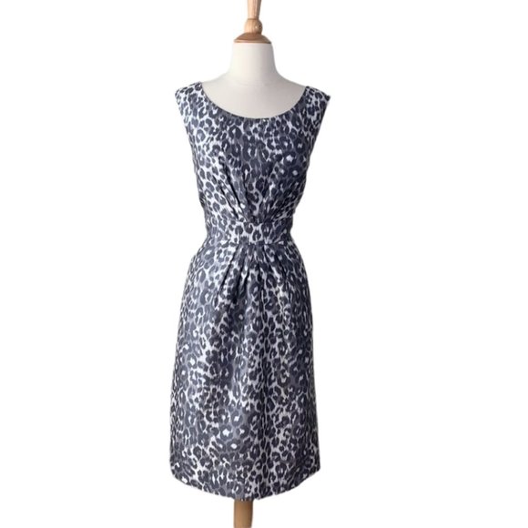 NWOT Kate Spade Deanna Grey leopard print fit & flare satin dress - Picture 3 of 16